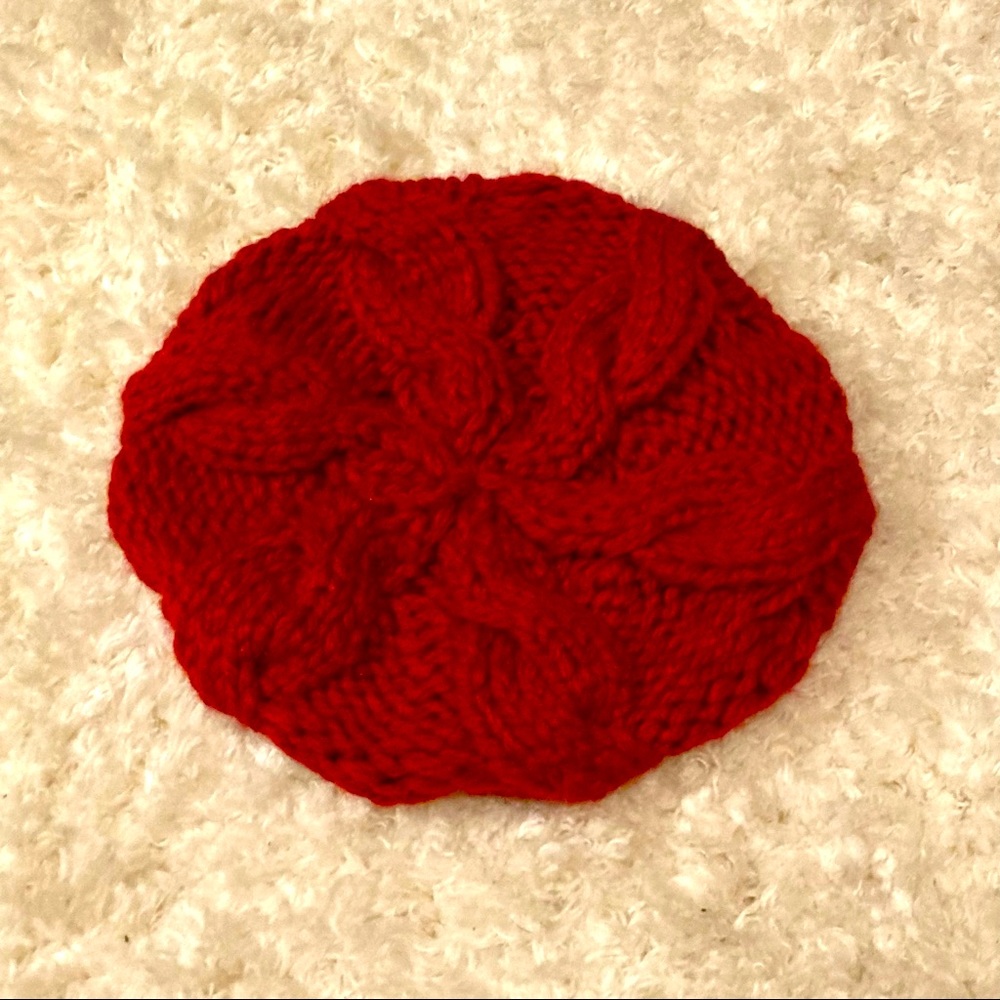 Chunky Cable Knit Beret - Red - San Diego Hat Company